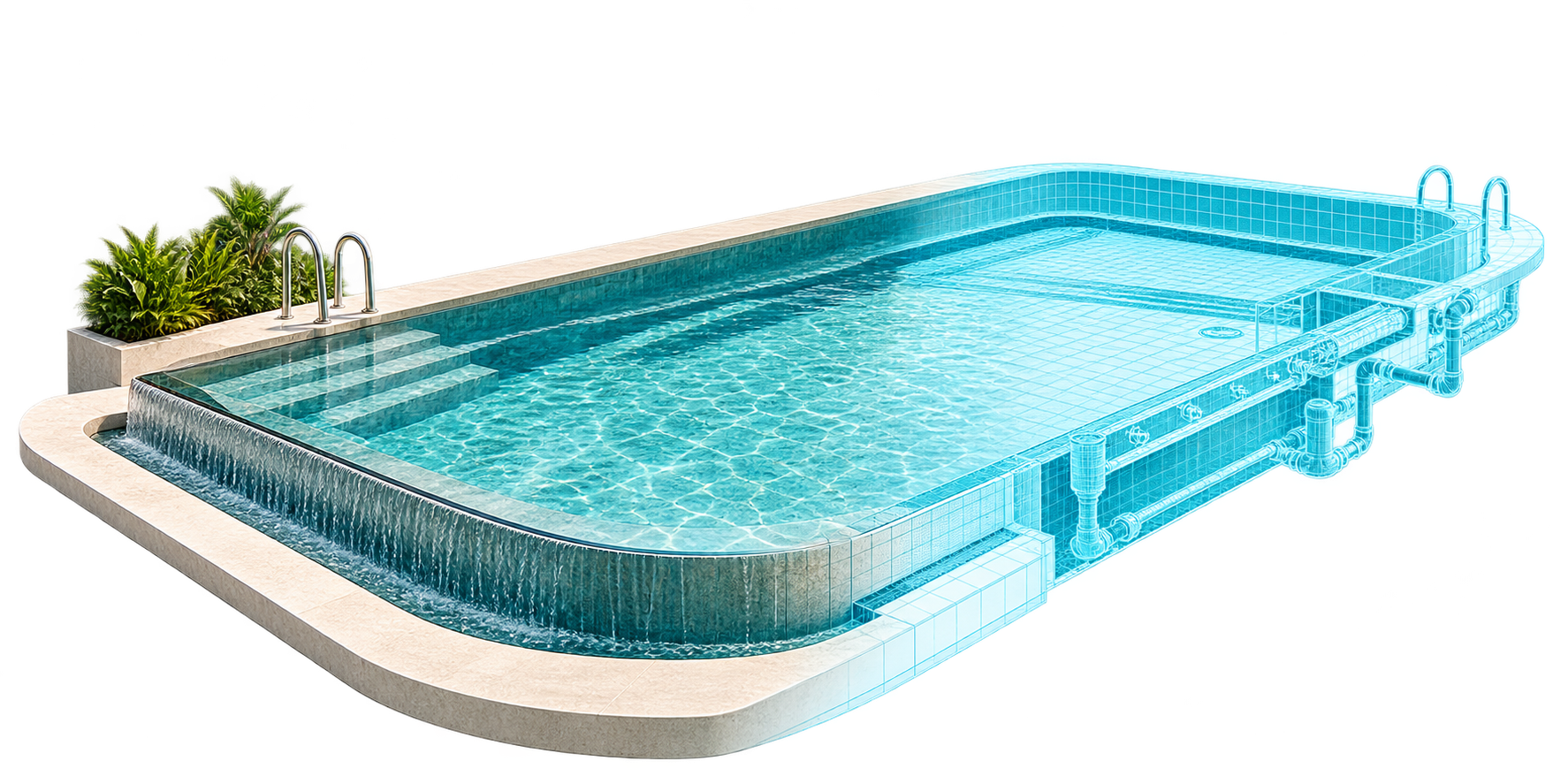 Modelo BIM digital twin de sistemas hidráulicos de piscina