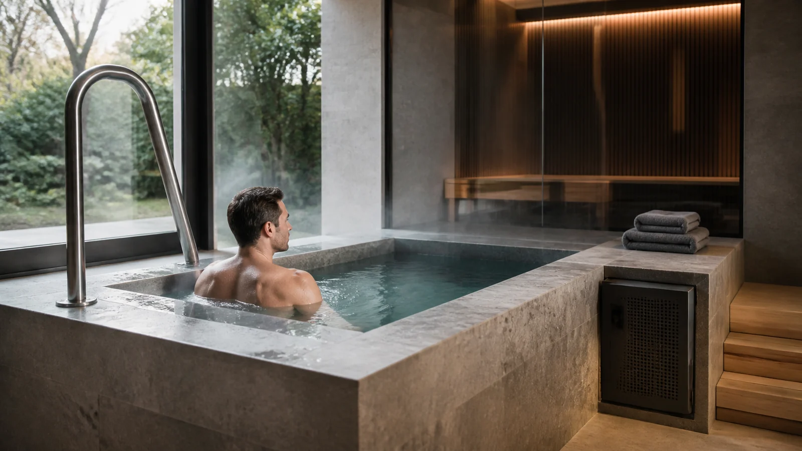 Cold plunge premium integrado a um espaço seguro de recovery