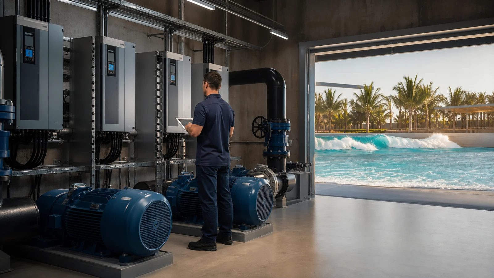 Equipamentos eficientes para reduzir o consumo de energia de piscina de ondas