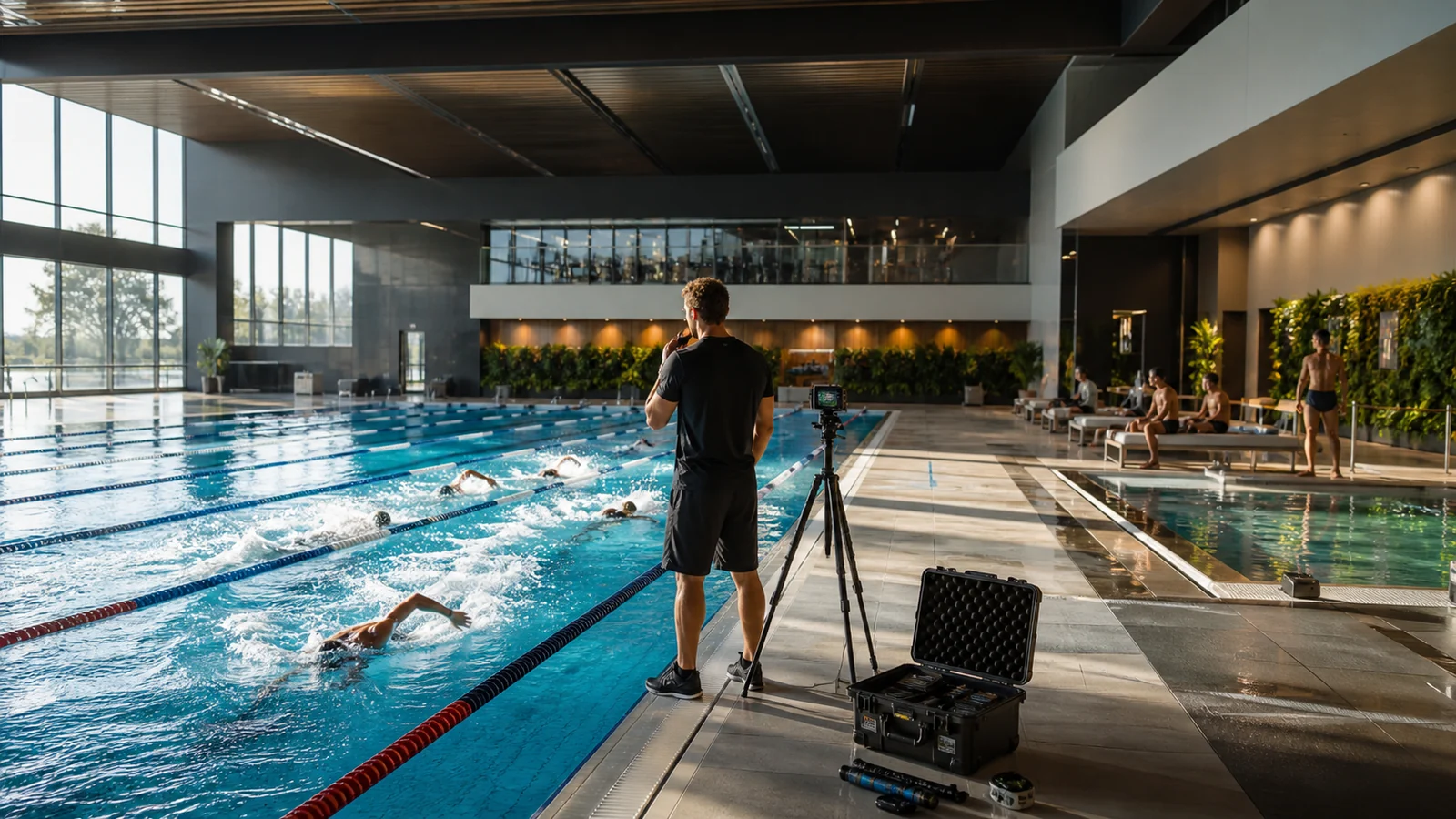 Centro aquático de alta performance com treino, análise e recuperação
